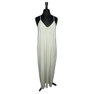 Zenana Premium Light Green V Neck Spaghetti Strap Long Maxi Dress Large